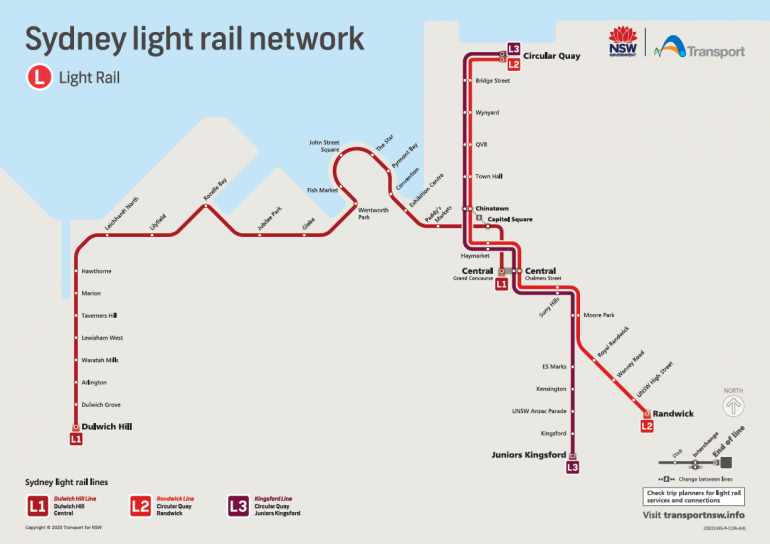 Sydney Light Rail Network Map