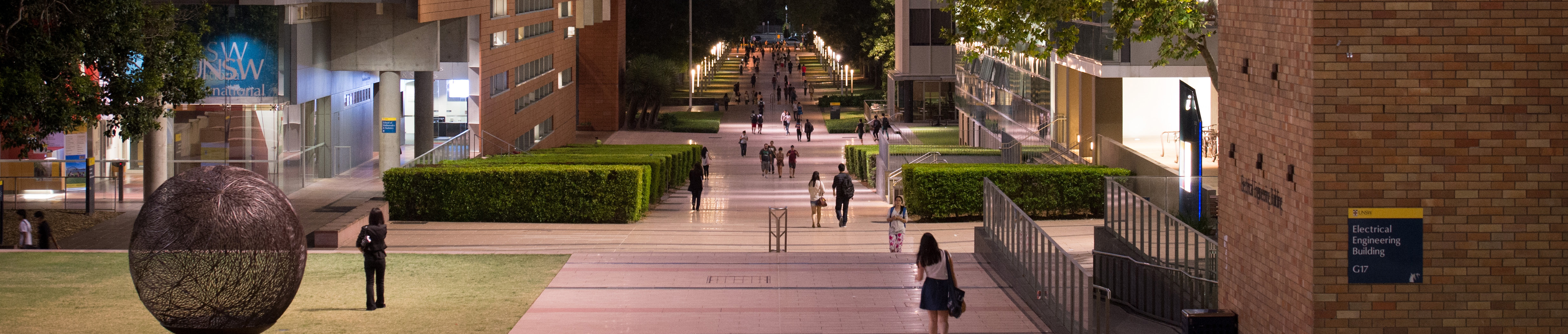 UNSW walkway at sunset