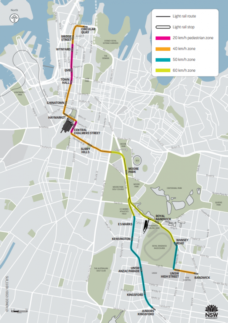 New Speed Zones along Light Rail Alignment 