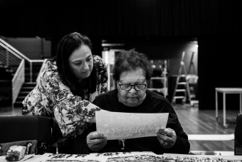 Danièle Hromek and Aunty Marjie at the workshop with Elders