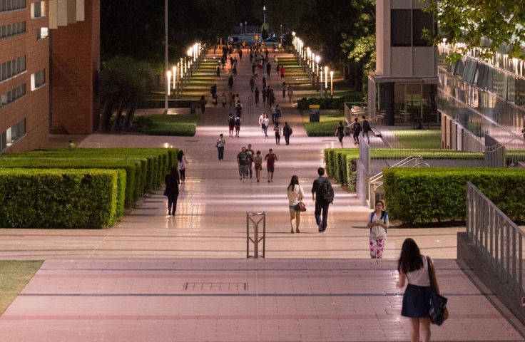 UNSW walkway at sunset
